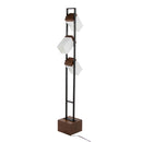 Bento - Contemporary Floor Lamp - Black / Walnut / White