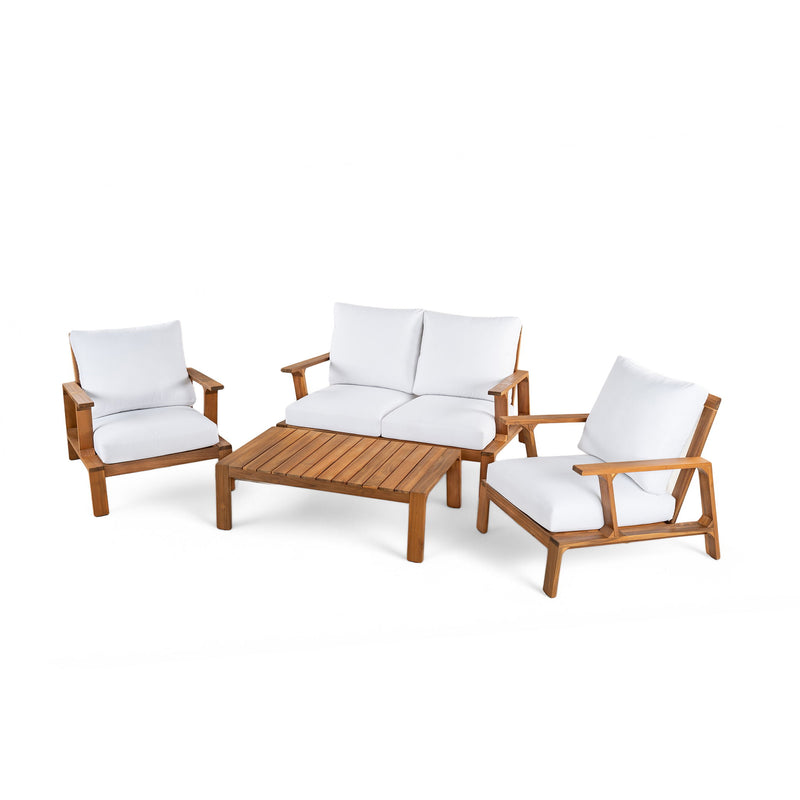 4 Piece Outdoor Sofa Set With Cushions And Coffee Table