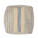 Western - Handcrafted Fabric Pouf, Durable - Natural / Blue