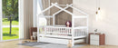 Twin Size Wooden House Bed with Twin Size Trundle, White