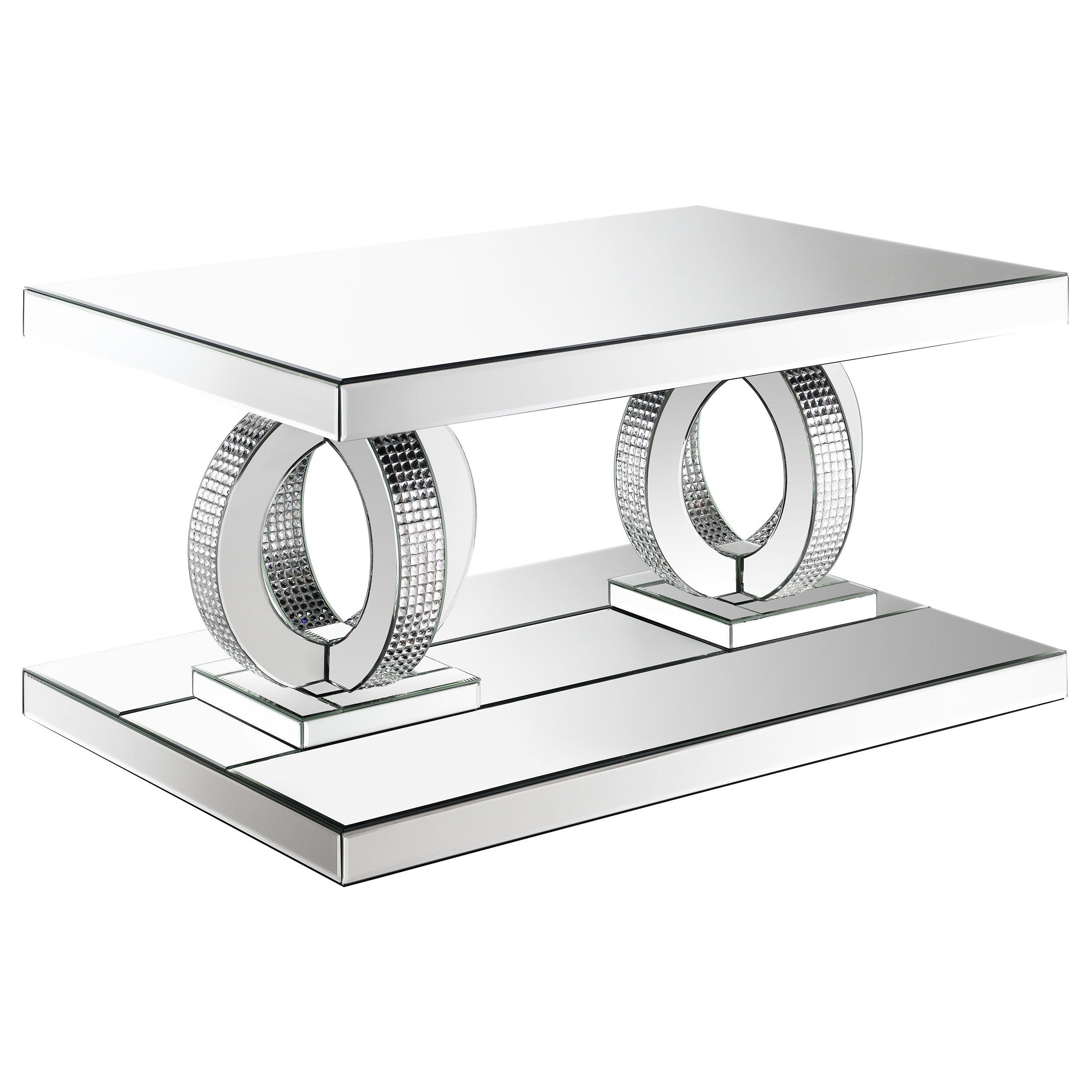 Breena Rectangular Mirrored Acrylic Coffee Table Silver — view 1