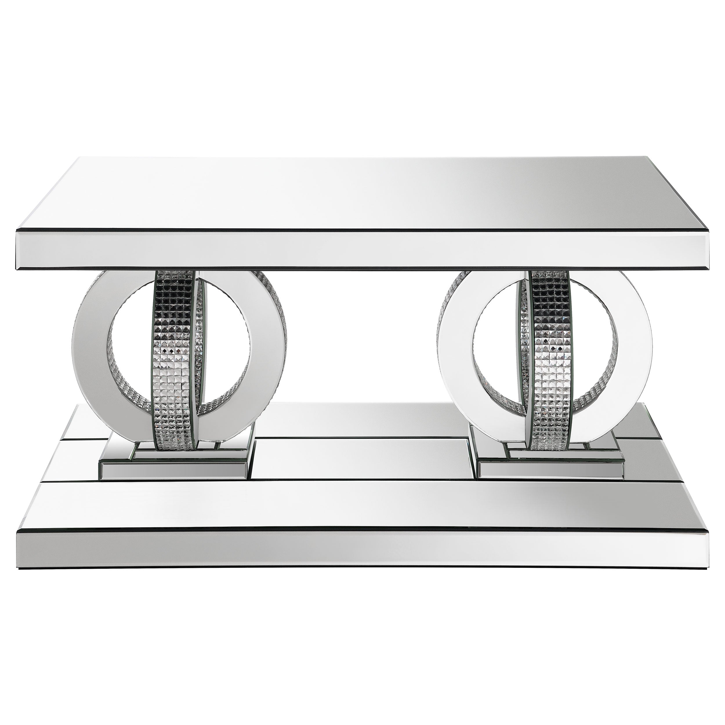 Breena Rectangular Mirrored Acrylic Coffee Table Silver — view 3