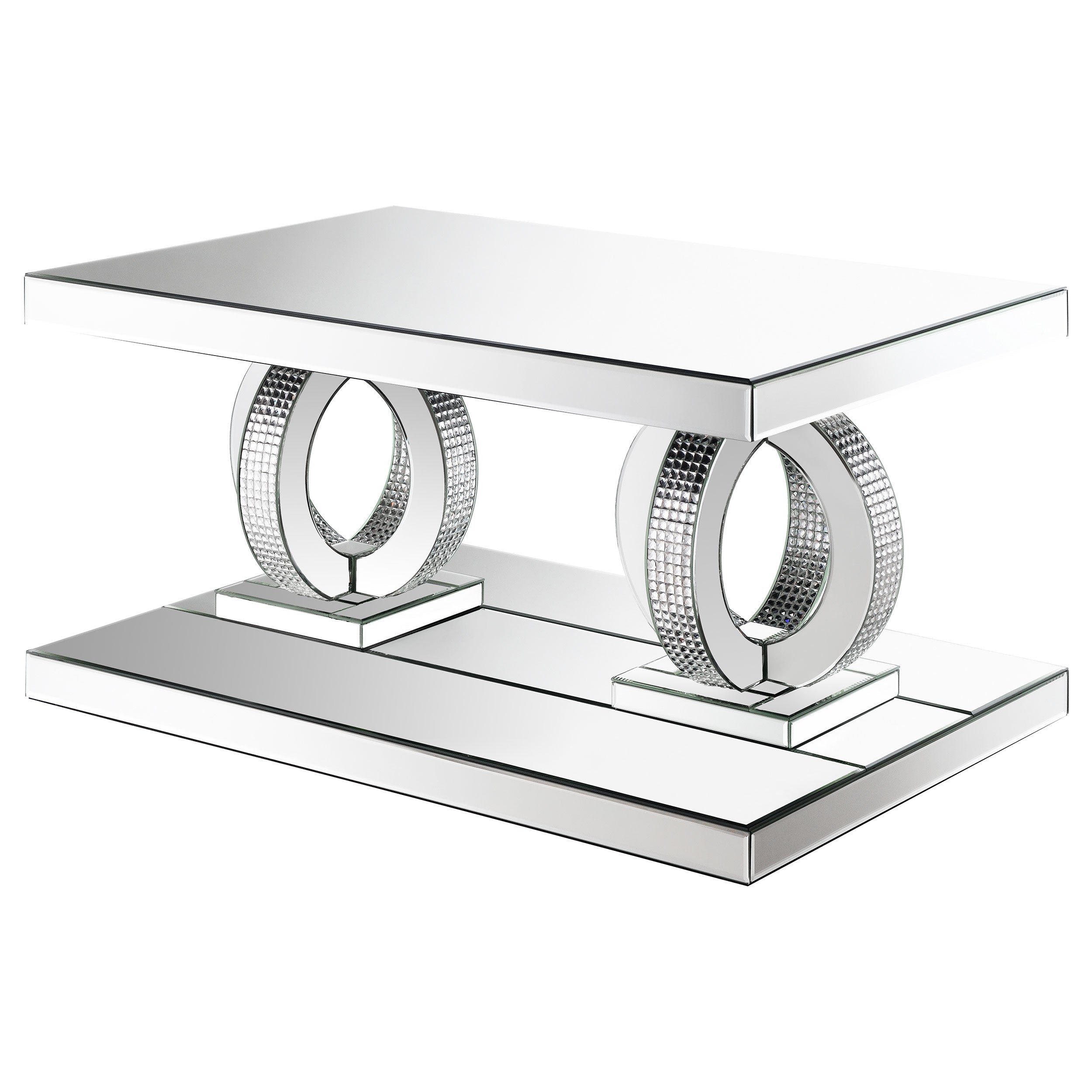 Breena Rectangular Mirrored Acrylic Coffee Table Silver — view 4