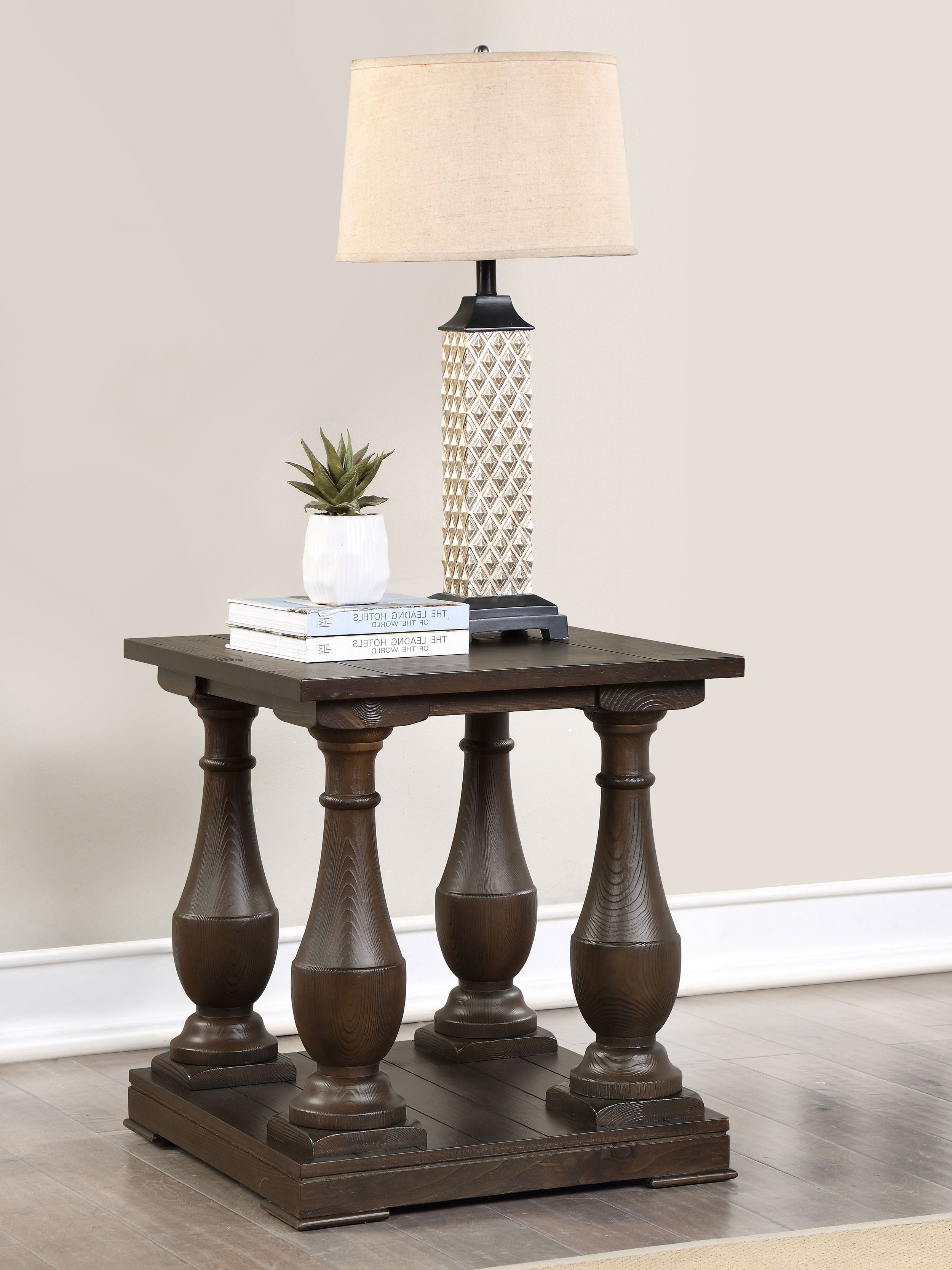 Walden Rectangular Wood Side End Table Coffee Brown — view 2