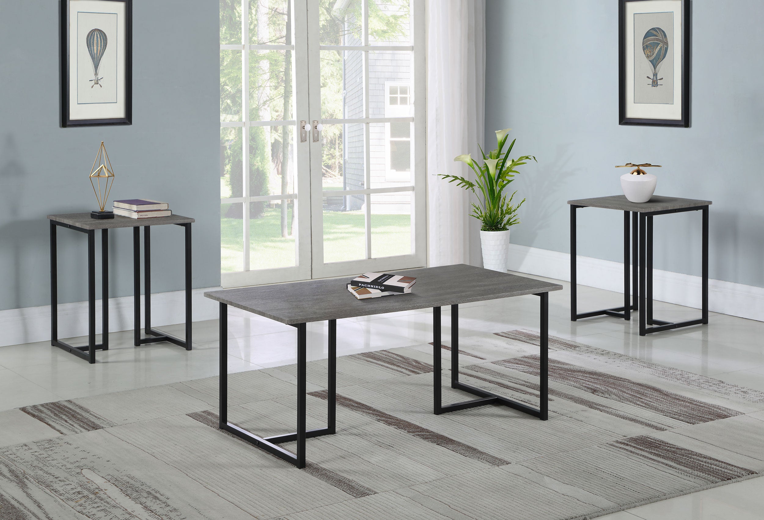 Nyla 3-piece Engineered Wood Coffee Table Set Weathered Grey — view 2
