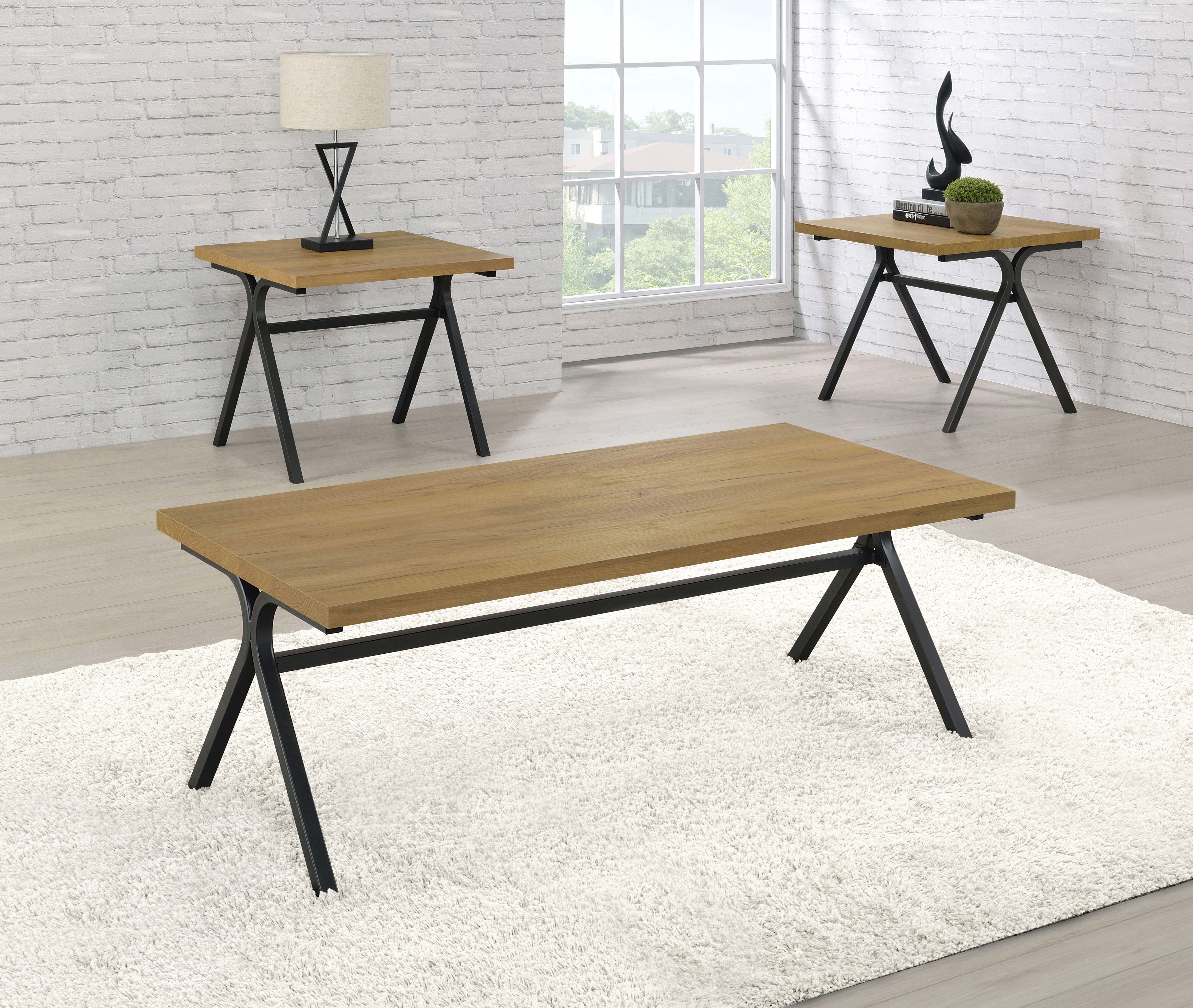 Colmar 3-piece Engineered Wood Coffee Table Set Golden Oak — view 1