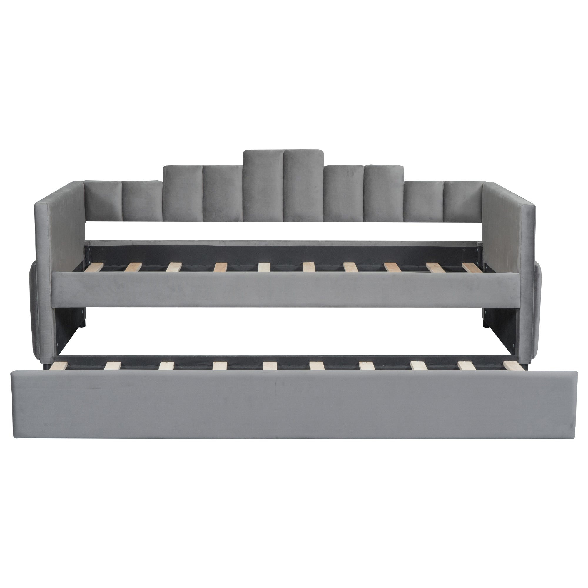 Twin Size Upholstered Daybed with Light and USB Port, Gray - Atlantic Fine Furniture Melbourne FL