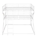 Full XL over Twin XL over Queen Size Triple Bunk Bed with Long and Short Ladder,White