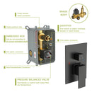 10" Square Dual Shower Head System Wall Mounted With Rough In Valve Modern Bathroom Fixture