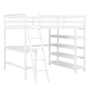Loft Bed Full with desk,ladder,shelves , White