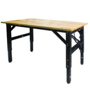 Metal Adjustable Worktable With Socket And Wooden Top - Black