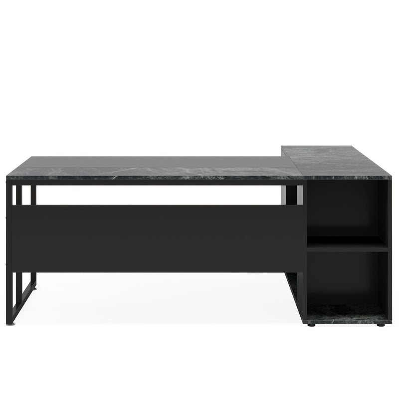 L-Shaped Executive Desk With Cabinet Storage
