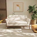 Modern Fabric Upholstered Loveseat With Elm Wood Legs And Flare Arms - Beige