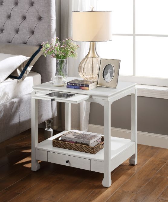 Seatlas - Accent Table - Antique White Finish - Atlantic Fine Furniture Inc