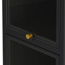 Glass Door Cabinet With Tier Storage