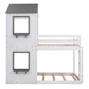Bunk Bed Wood Bed & Roof, Window, Guardrail, Ladder