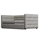Upholstered Twin Size Daybed With Trundle, Padded Back And Sides - Gray