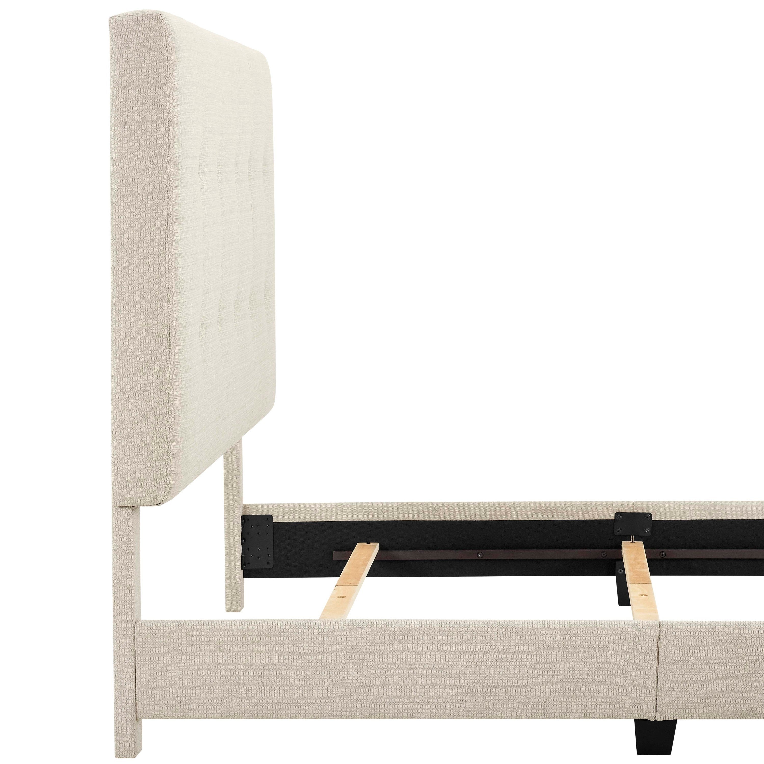 Bridgevine Home Queen Size Beige Tufted Upholstered Platform Bed - Atlantic Fine Furniture Melbourne FL