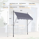 Manual Retractable Patio Awning, UV Resistant Polyester Sun Shade With No Drill Installation