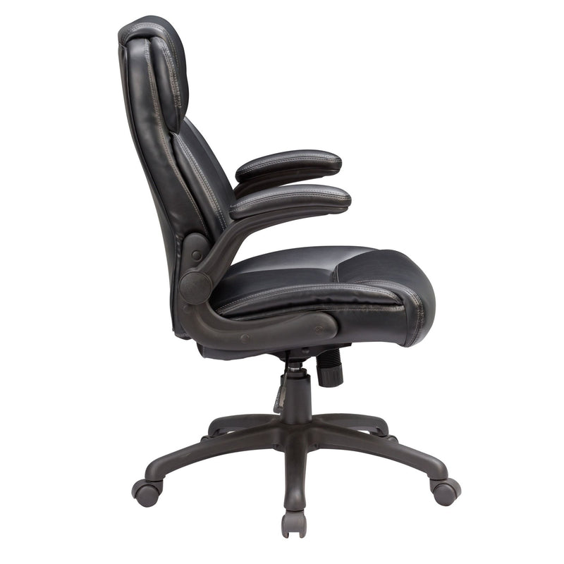 Modern Adjustable Office Chair Leather Upholstered Swivel Chair With Butterfly Mechanism Headrest - Gray