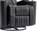 270° Power Swivel Recliner Home Theater Chair With Hidden Arm Storage, LED Light, Cup Holder, And Tray Table