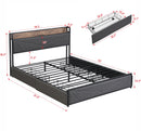 Full Bed Frame, Storage Headboard with Charging Station, Solid and Stable, Noise Free, No Box Spring Needed, Easy Assembly