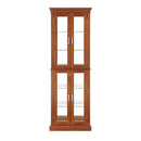Curio Cabinet Lighted Curio Diapaly Cabinet With Adjustable Shelves And Mirrored Back Panel, Tempered Glass Doors (6 Tier), (E26 Light Bulb Not Included)