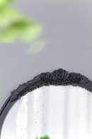 Hand Carved Rose Antique Mirror Frame, Wood Arch Mirror Wall Decor For Living Room