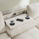 Sectional With Bluetooth Speaker Comfy Cloud Couch Set With Drop Down Table Cup Holders, USB Charger Storage Armrest Wide Seat Sofa