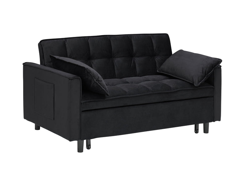 Modern Velvet Sofa, Sofa Pull-Out Bed, Small Love Seat Casual Sofa With Back, With Pillow, Pockets, Living Room Furniture, 3 In 1 Convertible Sleep Sofa Bed