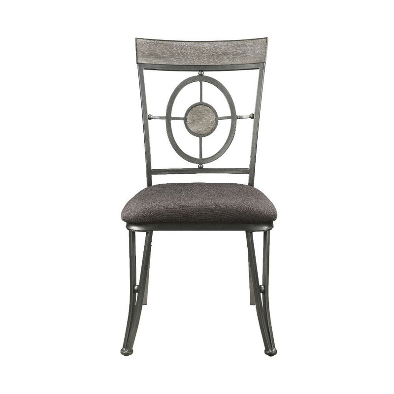 Landis - Side Chair (Set of 2) - Brown Fabric & Gunmetal