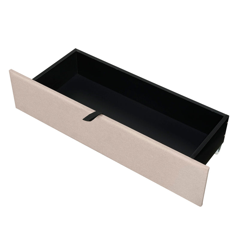 Upholstered Platform Bed With Storage Headboard, Trundle & 2 Drawers And A Set Of Sockets & USB Ports