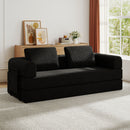 Convertible Sleeper Sofa Bed With Cylindrical Pillow, Fixed Shape Frame