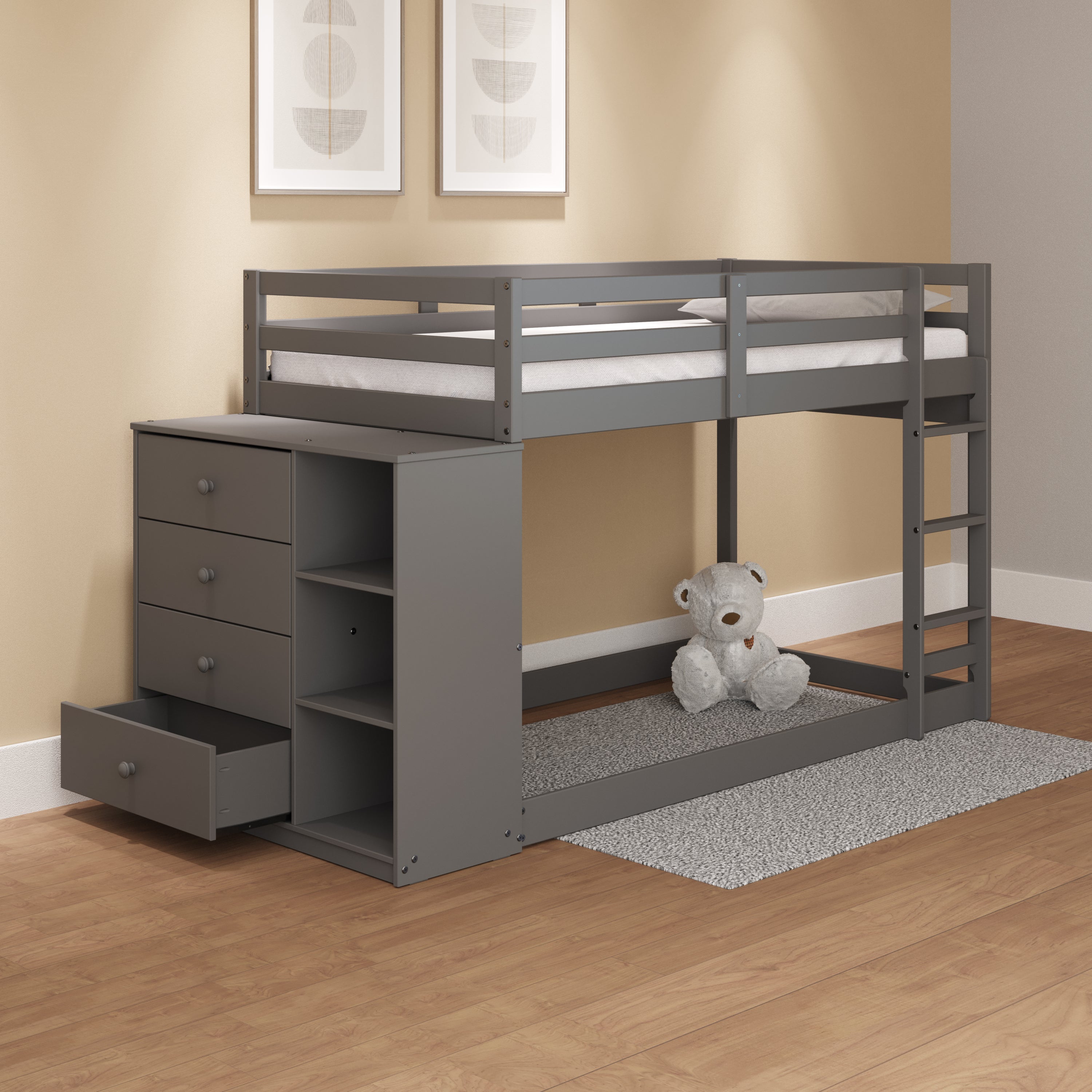 ACME Gaston Twin/Twin Bunk Bed w/Cabinet, Gray Finish BD01372 - Atlantic Fine Furniture Melbourne FL