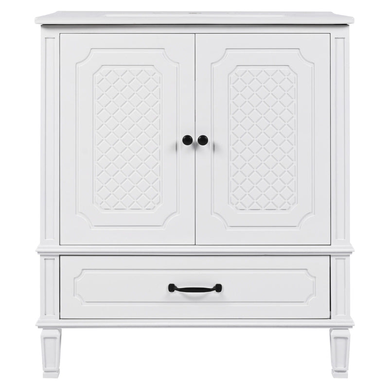 Vintage Style Bathroom Vanity With Sink, Multi Functional Storage, Soft-Closing Door