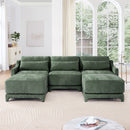 Stylish Sofa With Ottoman And Lumbar Pillows, Ergonomic Design