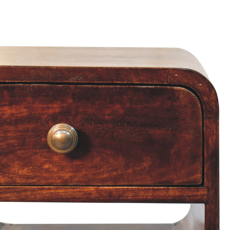 Mini California Curved Nightstand Wth Lower Slot