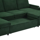 U Shaped Sectional Sofa Bed With Storage Chaise Lounges, USB Ports, And Cup Holders