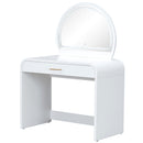 Makeup Vanity Table With Mirror Touch Screen Lighted Mirror, Dressing Table With Drawer For Bedroom - White