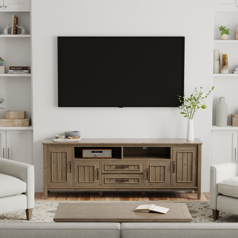 Lev - Handcrafted TV Media Stand - Smoky Brown