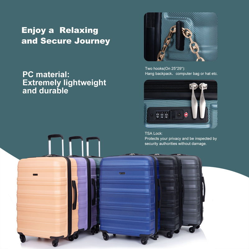 Expandable 3 Piece Luggage Sets Lightweight & Durable Suitcase, Spinner Wheels, Tsa Lock