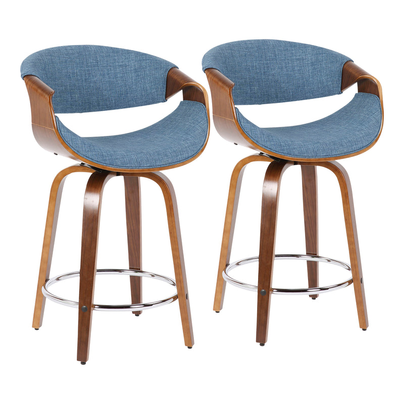 Curvini - Mid Century Modern Counter Stool (Set of 2)