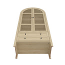 Tall Arched Kitchen Pantry, Modern Farmhouse Wood Kitchen Storage Cabinets, Arched Storage Display Cabinet With Adjustable Shelves, Versatile Cupboard For Kitchen, Dining Room, Living Room - Natural