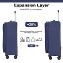 3 Piece Luggage Sets, Softshell Suitcase Spinner Wheels