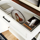 Farmhouse Kitchen Pantry Sideboard With Cabinet And Drawer, Multi Functional Kitchen Buffet With Hutch And Glass Holder, Microwave Stand With Charging Station - Brown / Antique White