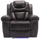 3 Pieces Recliner Sofa Sets Home Theater Seating Manual Recliner Chair & Center Console And LED Light Strip For Living Room - Brown