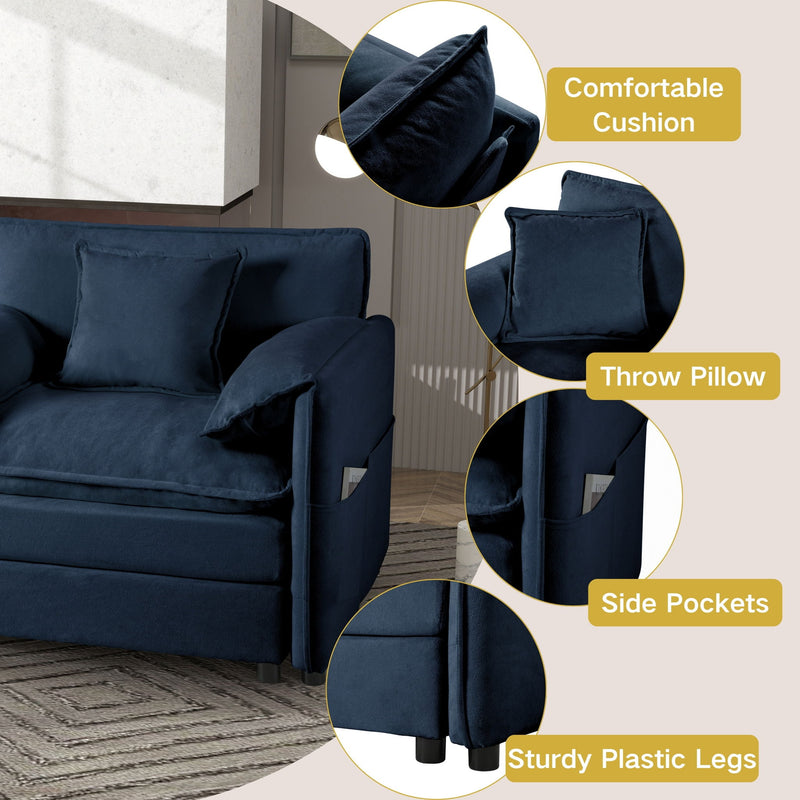 Modern Comfy Deep Seat Modular Sectional Sofa Cloud Couch With Ottoman