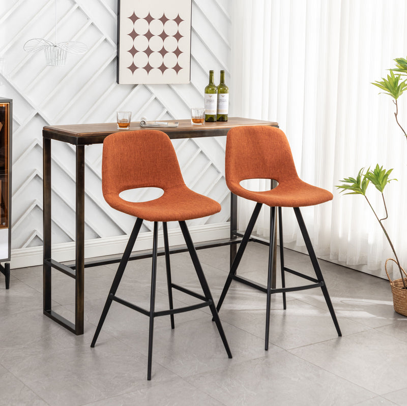 Porth - 28.25" Fabric Kitchen Counter Height Stools (Set of 2) - Orange