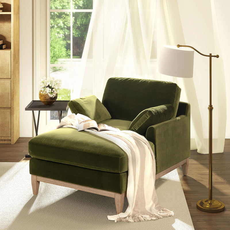 Pasadena - Modern Farmhouse Chaise Lounge Chair - Olive Green