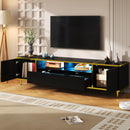 TV Stand For TVs Up To 80", Entertainment Center With 2 Shelves And LED Lights